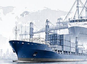 Cargo vessel at a container terminal